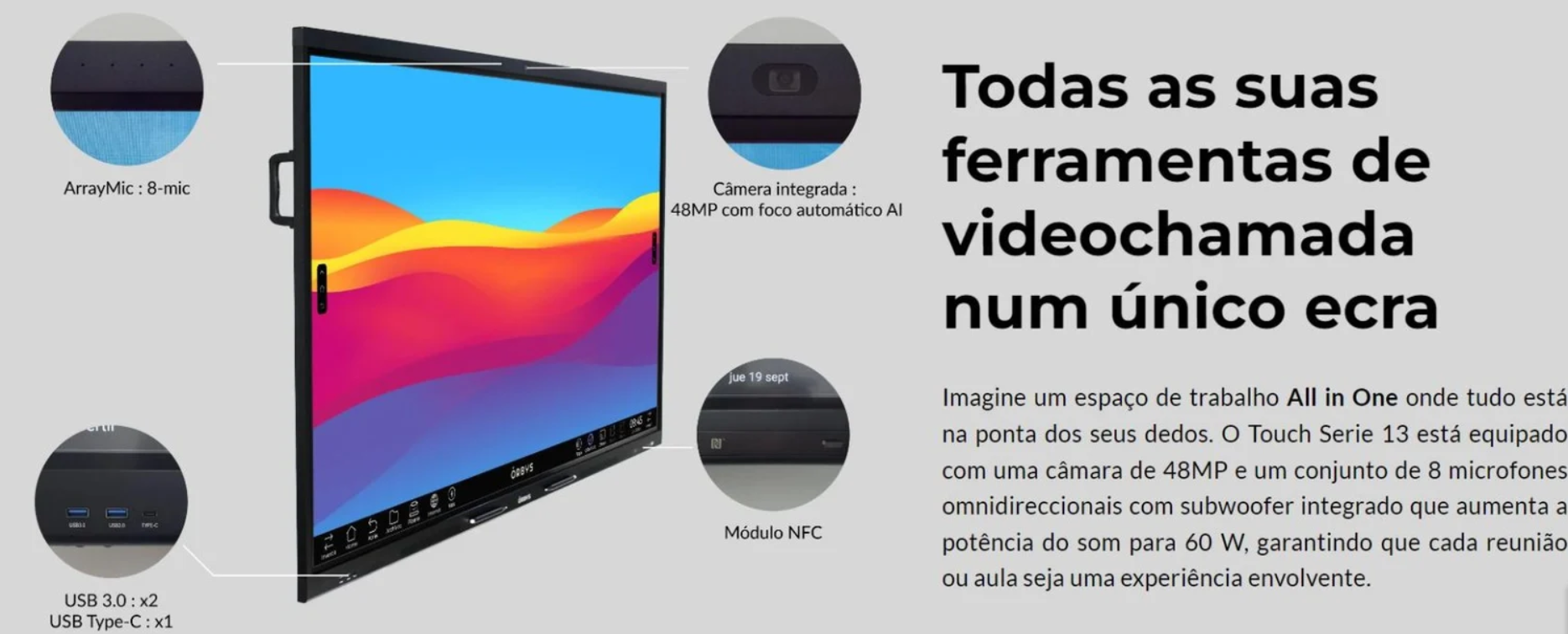 Touch Serie 13 — Ferramentas de videochamada num único ecrã